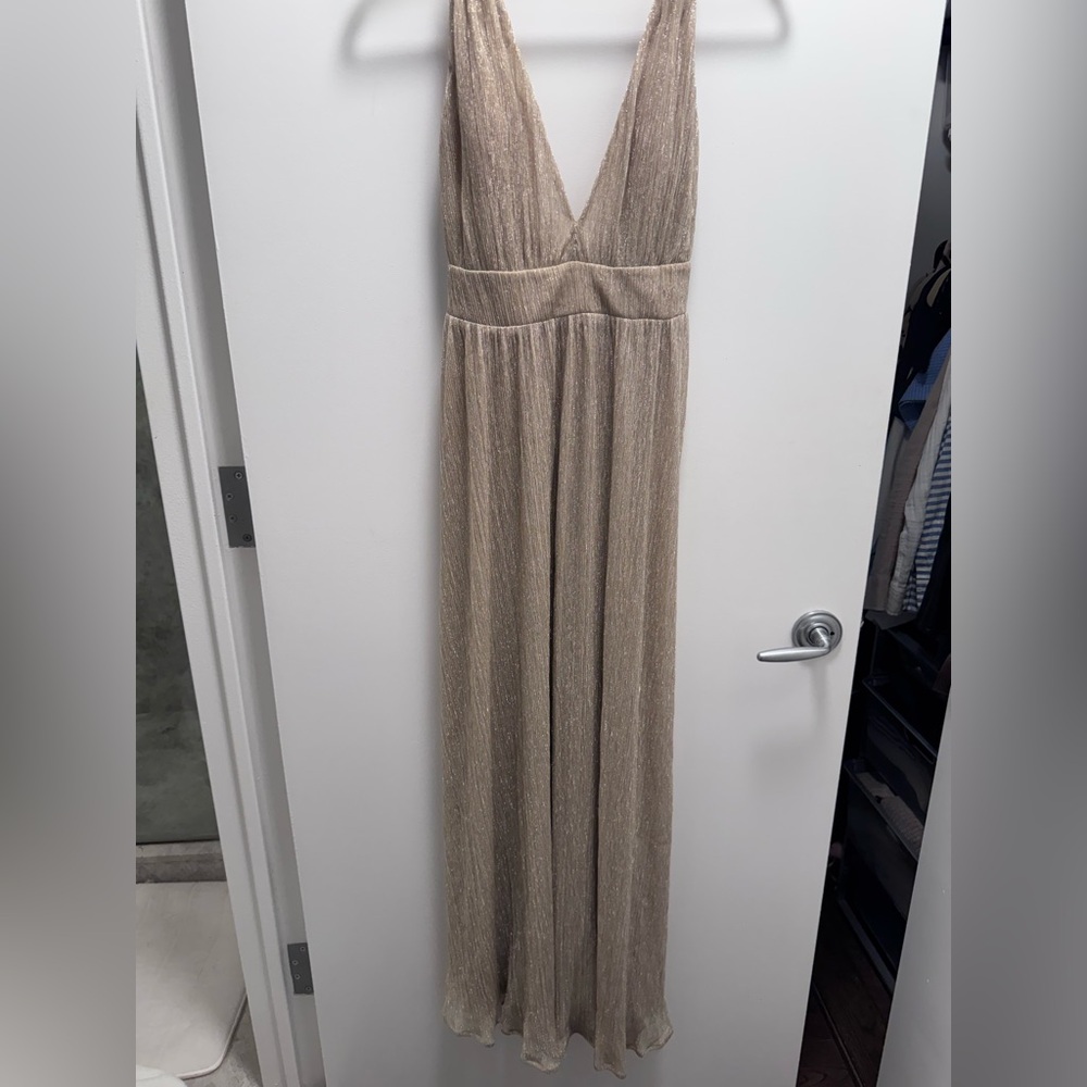 Sparkling Taupe V-Neck Jumpsuit